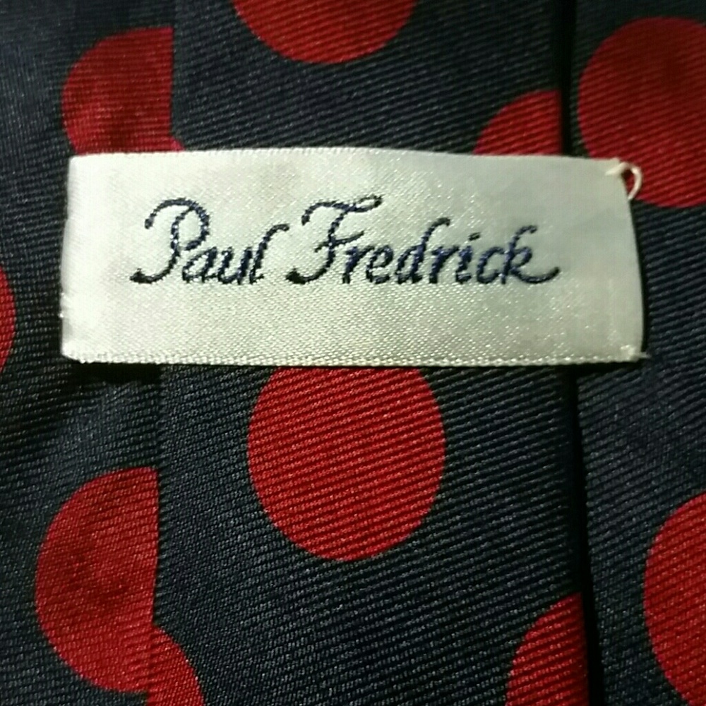 Navy Blue with Red Polka Dots Paul Frederick Tie